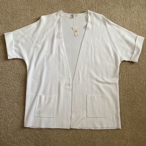 NWT! TALBOTS Women's White Open Knit Cardigan Sweater w/Pockets, Size Medium - Picture 8 of 8
